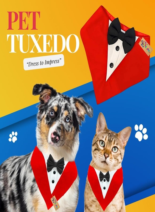 Western Era Dog Tuxedo Collar - Stylish Pet Formal Wear for Dogs & Cats | Comfortable for Weddings, Parties, Photoshoots, Events, Celebrations | Bowtie Design for a Dapper Look (Red & Black, Medium) - Image 2